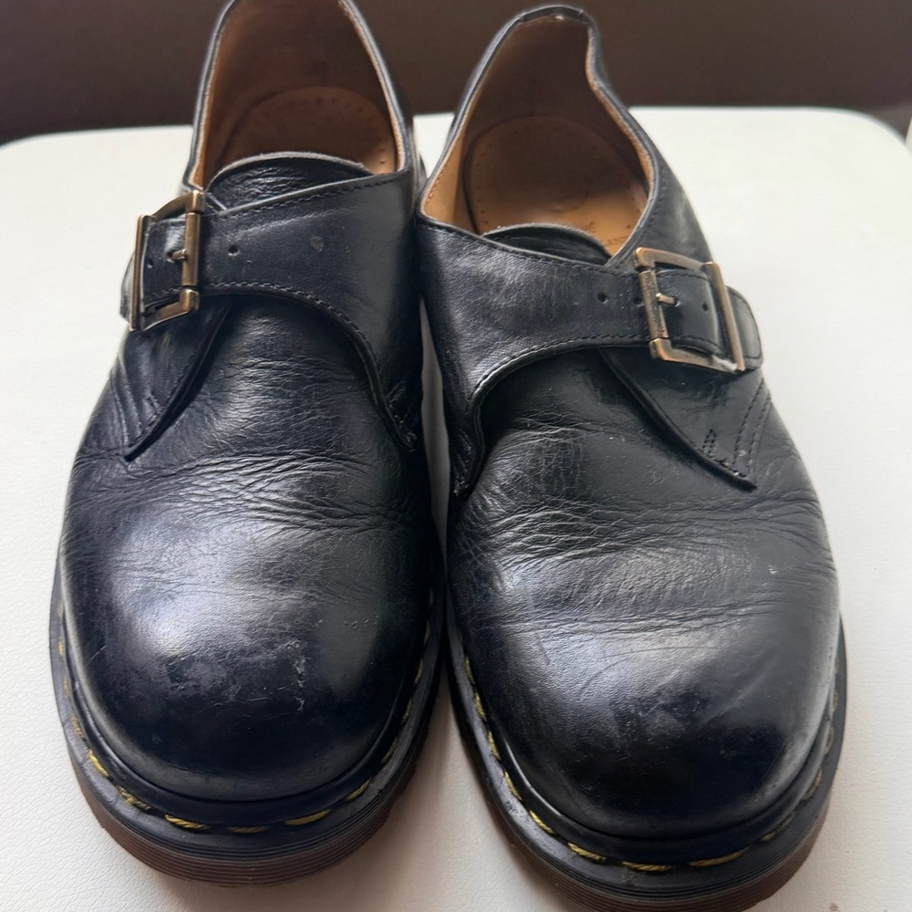 Dr. Martens Black Leather Buckle Oxfords
